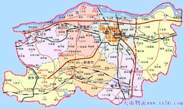 江門(mén)到鄭州市物流地圖