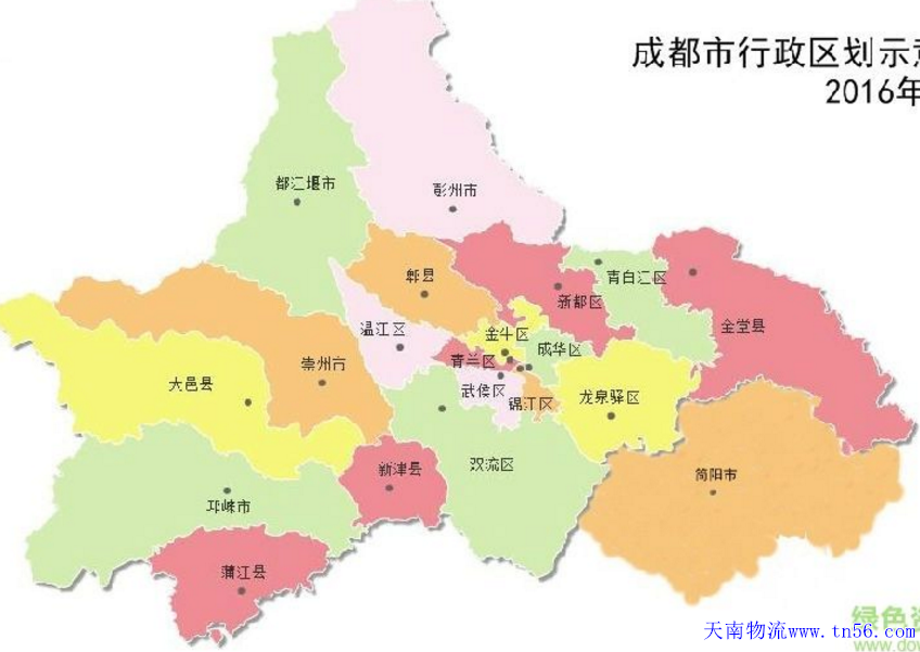 中山到成都市物流地圖