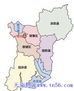 中山到宿遷市物流地圖