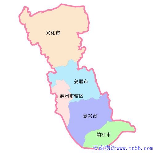 河源到泰州市物流地圖