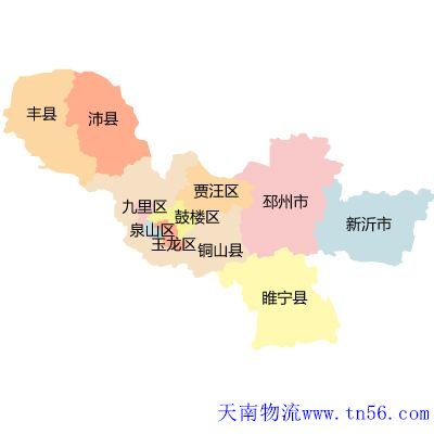 中山到徐州市物流地圖