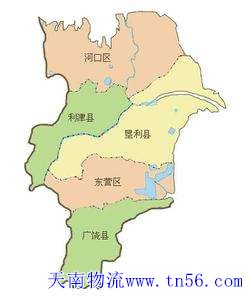 中山到東營市物流地圖