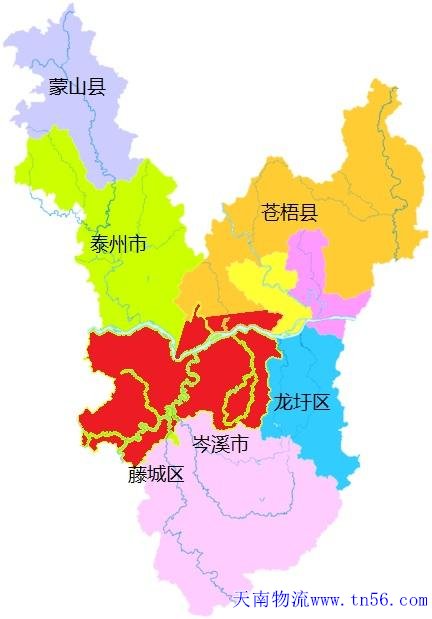 江門到梧州市物流地圖